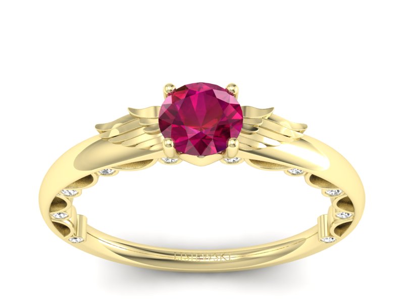 Pierścionek z rubinem i brylantami - p16073zr