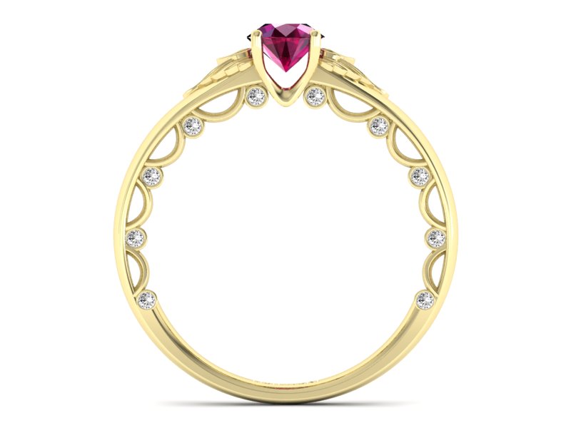 Pierścionek z rubinem i brylantami - p16073zr — zdjęcie 2