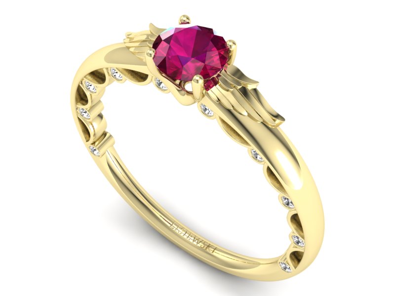 Pierścionek z rubinem i brylantami - p16073zr — zdjęcie 3