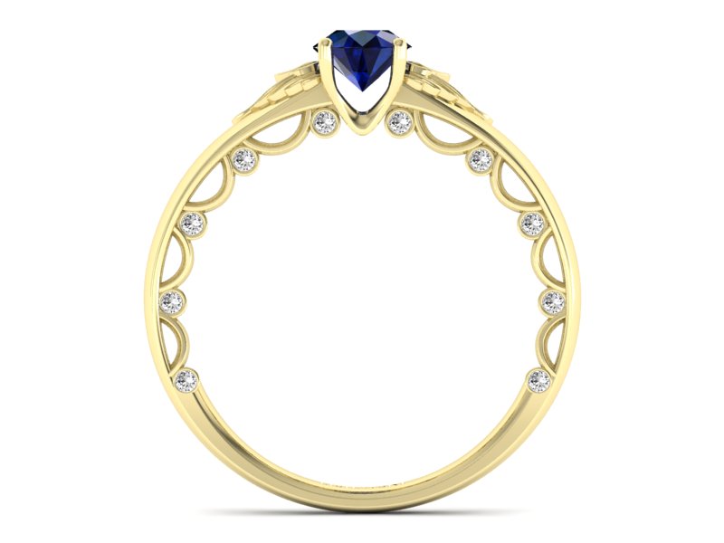 Złoty pierścionek z szafirem i brylantami - p16073zsz — zdjęcie 2