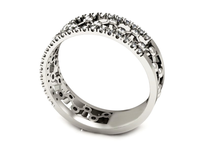 Pierścionek obrączka z brylantami białe złoto - p16075b — zdjęcie 3