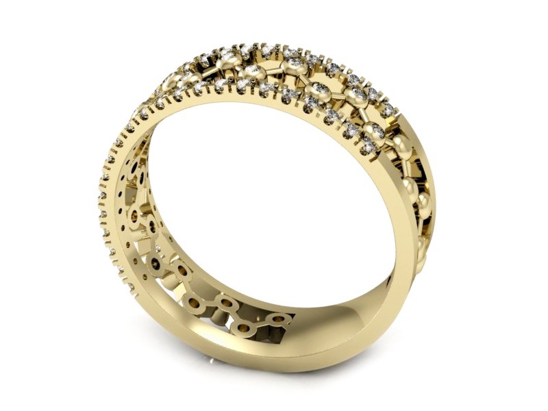 Obrączka z brylantami żółte złoto - p16075z — zdjęcie 3
