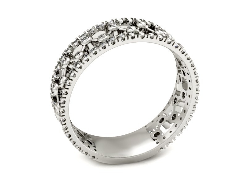 Pierścionek obrączka z brylantami białe złoto - p16076b — zdjęcie 3