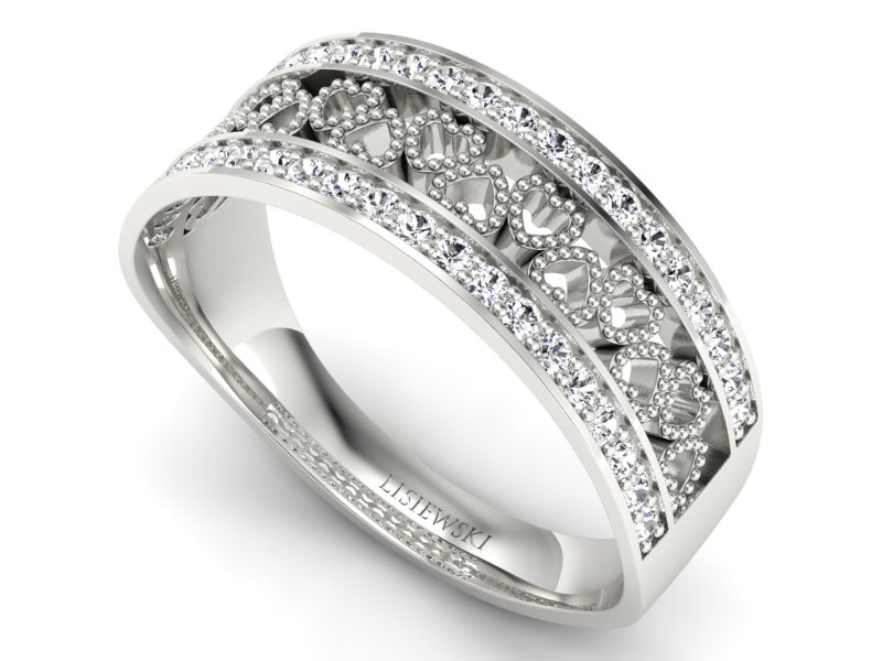 Pierścionek obrączka z brylantami białe złoto - p16077b — zdjęcie 3