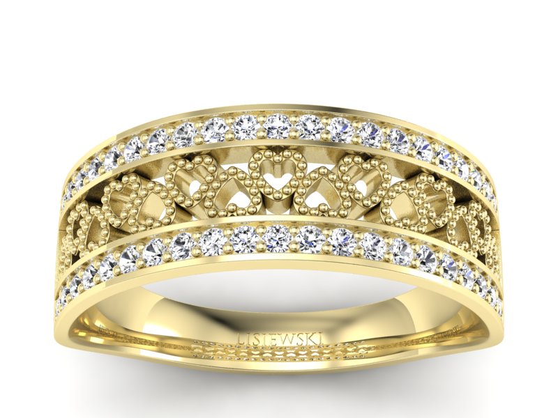 Obrączka z brylantami żółte złoto - p16077z