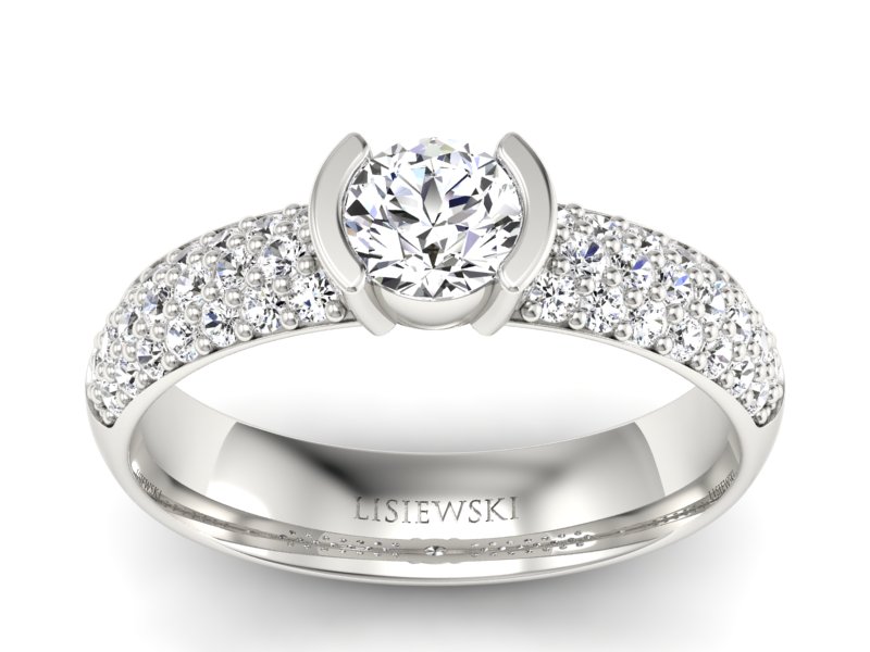 Złoty pierścionek z brylantami białe złoto - p16078b