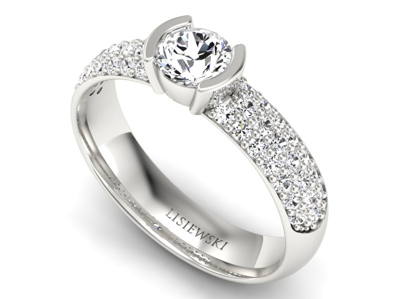 Złoty pierścionek z brylantami białe złoto - p16078b — zdjęcie 3