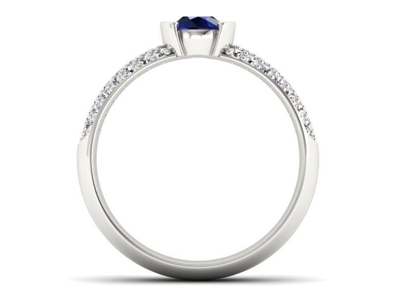 Pierścionek z szafirem i brylantami białe złoto - p16078bsz — zdjęcie 2