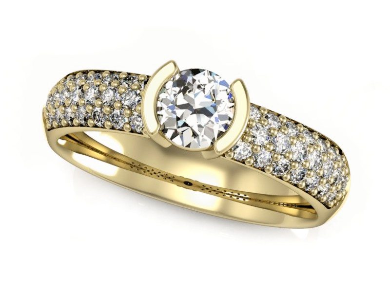 Złoty pierścionek z brylantami żółte złoto - p16078z — zdjęcie 4