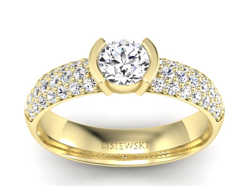 Złoty pierścionek z brylantami żółte złoto - p16078z