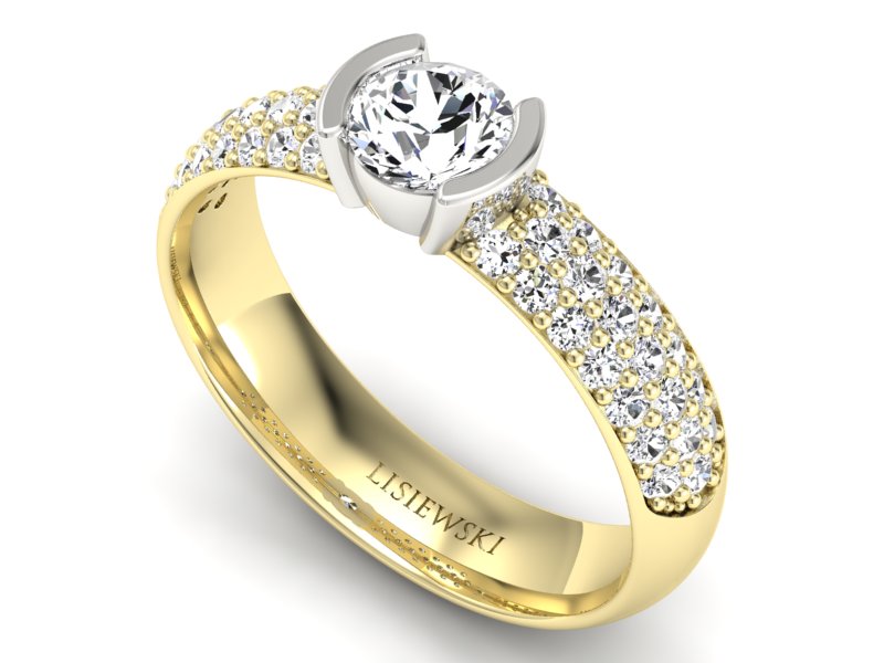 Pierścionek zaręczynowy z brylantami - p16078zb — zdjęcie 3