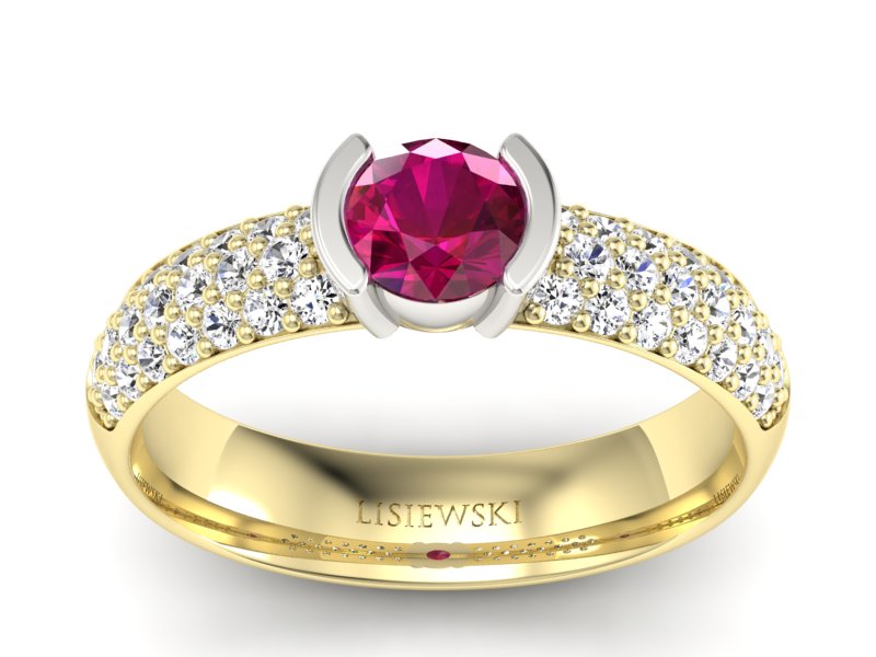 Pierścionek z rubinem i diamentami - p16078zbr