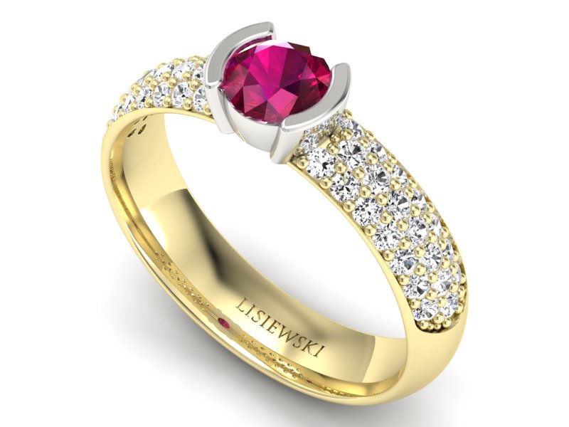 Pierścionek z rubinem i diamentami - p16078zbr — zdjęcie 3