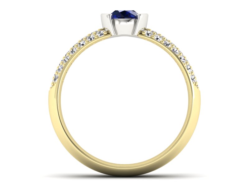 Złoty pierścionek z szafirem i brylantami - p16078zbsz — zdjęcie 2