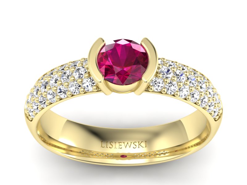 Pierścionek z rubinem i brylantami - p16078zr