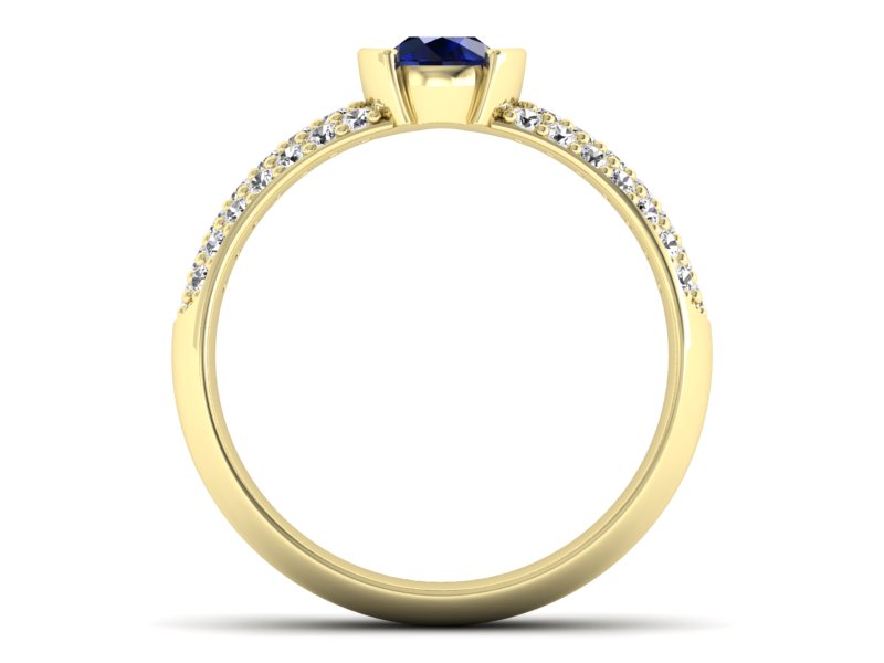 Złoty pierścionek z szafirem i brylantami - p16078zsz — zdjęcie 2