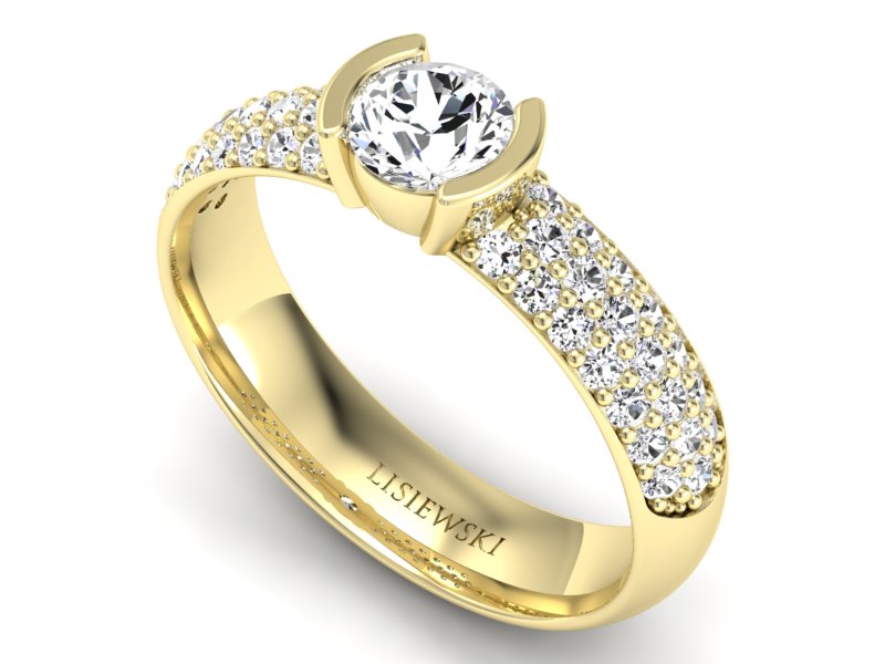 Pierścionek z szafirem i brylantami złoto - p16078zszb — zdjęcie 3