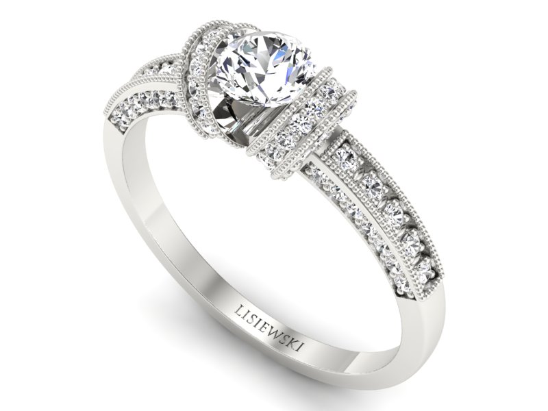 Pierścionek zaręczynowy z diamentami - p16079b — zdjęcie 3
