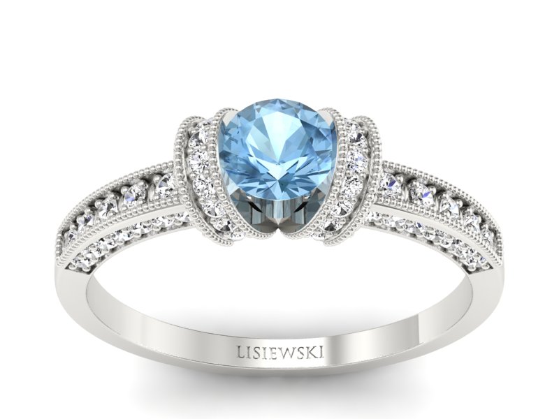 Złoty pierścionek z topazem i diamentami - p16079ba