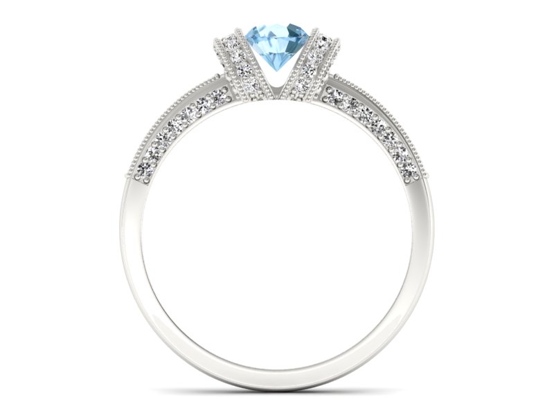 Złoty pierścionek z topazem i diamentami - p16079ba — zdjęcie 2