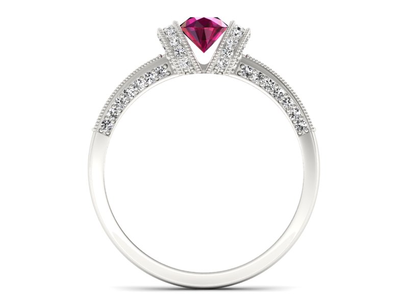 Pierścionek z rubinem i brylantami białe złoto - p16079br — zdjęcie 2