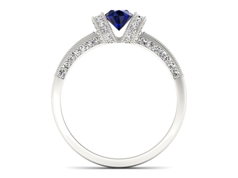 Pierścionek z szafirem i brylantami białe złoto - p16079bsz — zdjęcie 2