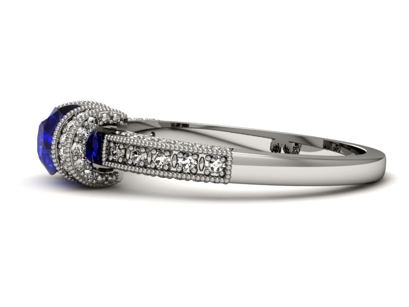 Złoty pierścionek z szafirem i brylantami zloty - p16079bszc — zdjęcie 5