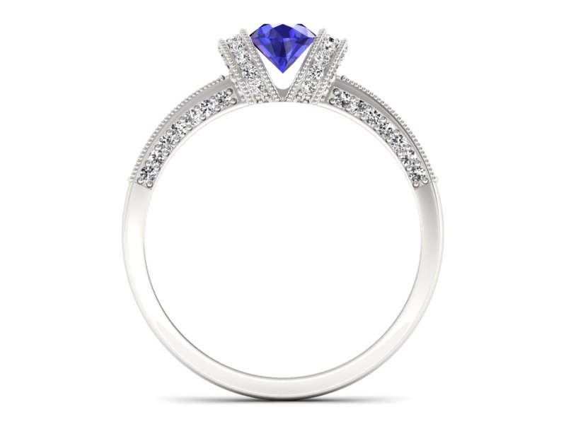 Złoty pierścionek z szafirem i brylantami zloty - p16079bszc — zdjęcie 2