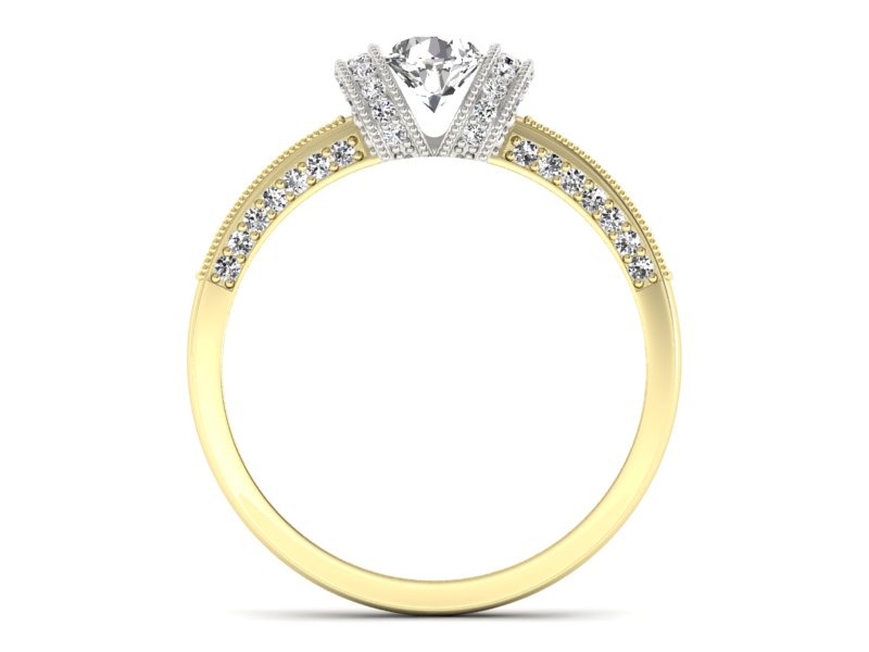 Pierścionek z brylantami białe żółte złoto - p16079zb — zdjęcie 2