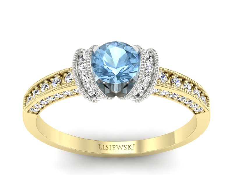 Pierścionek z topazem i brylantami - p16079zba