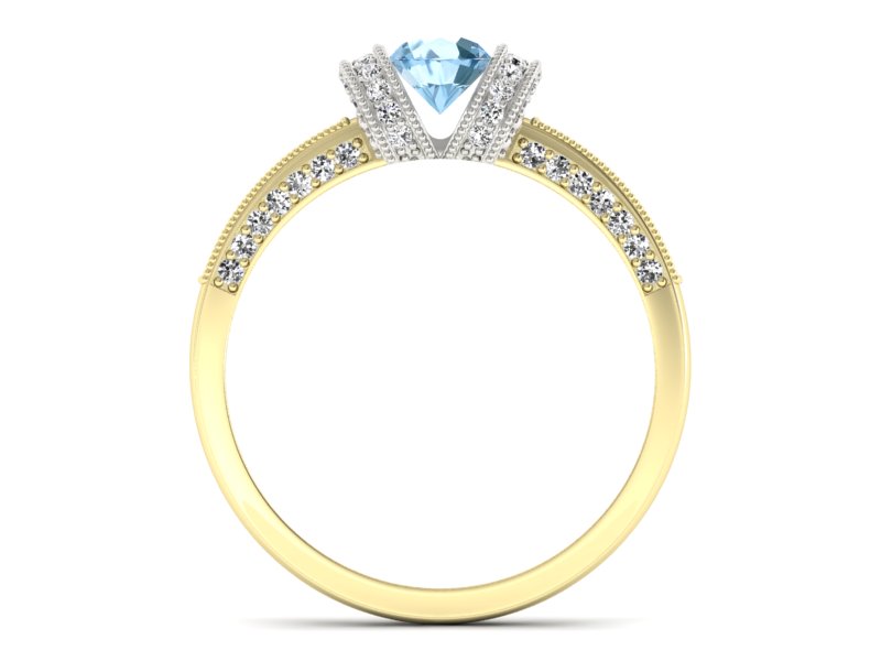 Pierścionek z topazem i brylantami - p16079zba — zdjęcie 2