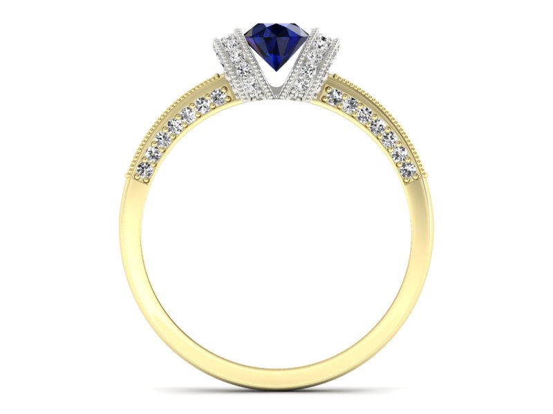 Pierścionek zaręczynowy z szafirem i brylantami - p16079zbsz — zdjęcie 2