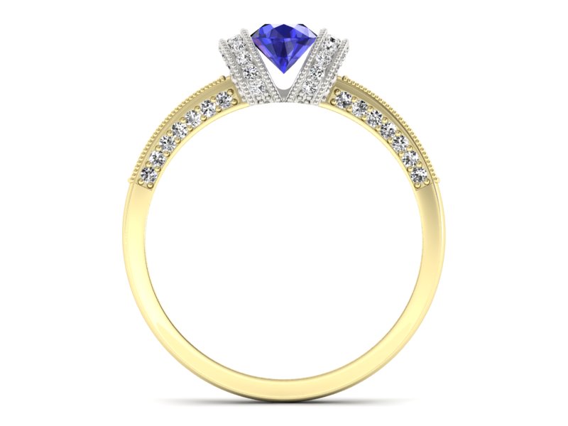 Pierścionek z szafirem i diamentami - p16079zbszc — zdjęcie 2