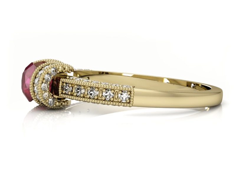 Pierścionek z rubinem i brylantami - p16079zr — zdjęcie 5