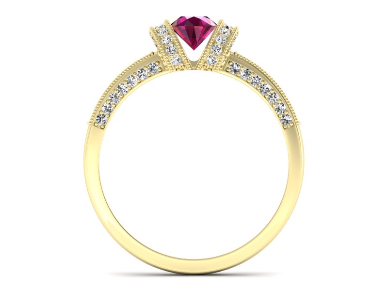 Pierścionek z rubinem i brylantami - p16079zr — zdjęcie 2