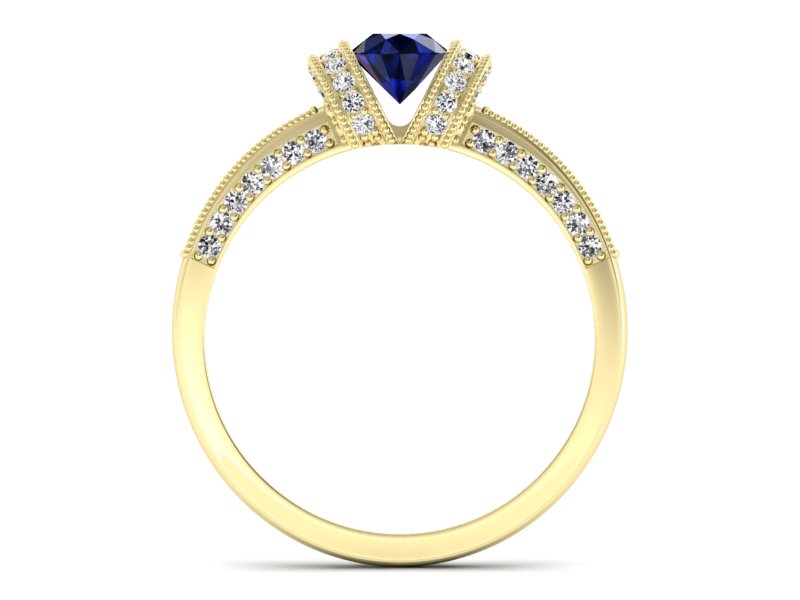 Pierścionek zaręczynowy z szafirem i brylantami - p16079zs — zdjęcie 2