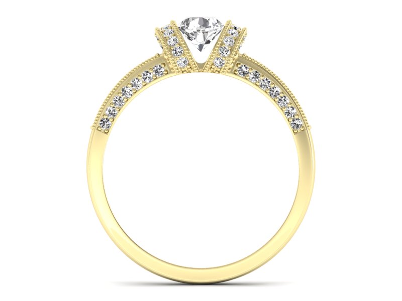 Pierścionek z szafirem i brylantami żółte złoto - p16079zszb — zdjęcie 2