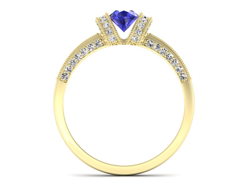 Złoty pierścionek z szafirem i brylantami - p16079zszc — zdjęcie 2