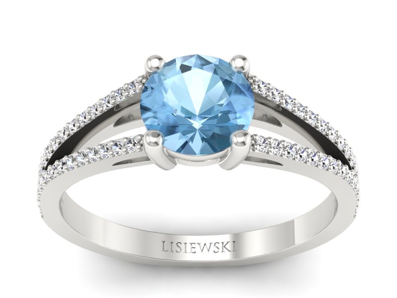 Pierścionek białe złoto z topazem i brylantami - p16080ba