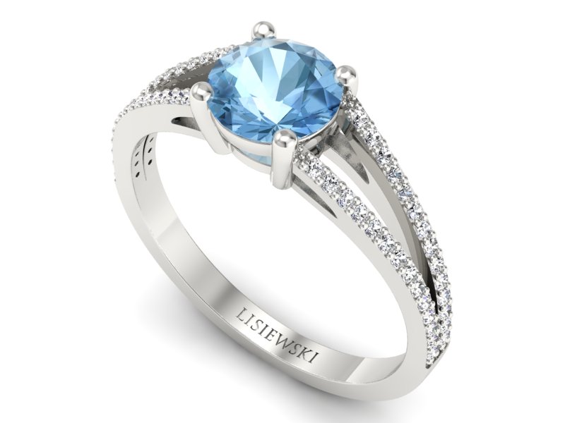 Pierścionek białe złoto z topazem i brylantami - p16080ba — zdjęcie 3