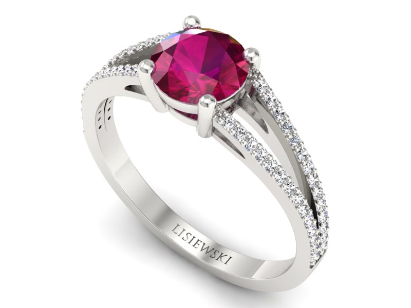 Pierścionek z rubinem i brylantami białe złoto - p16080br — zdjęcie 3