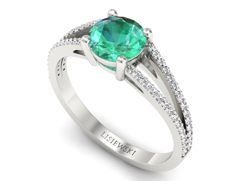 Złoty pierścionek ze szmaragdem i brylantami - p16080bsm — zdjęcie 3