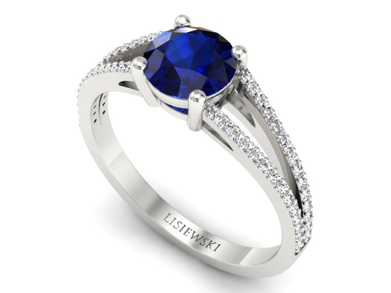 Pierścionek z szafirem i brylantami białe złoto - p16080bsz — zdjęcie 3
