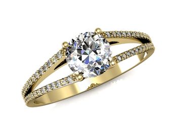 Złoty Pierścionek zaręczynowy z brylantami - p16080z - 1