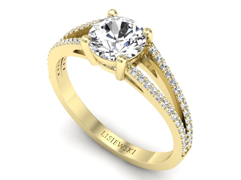 Złoty pierścionek zaręczynowy z brylantami - p16080z — zdjęcie 3