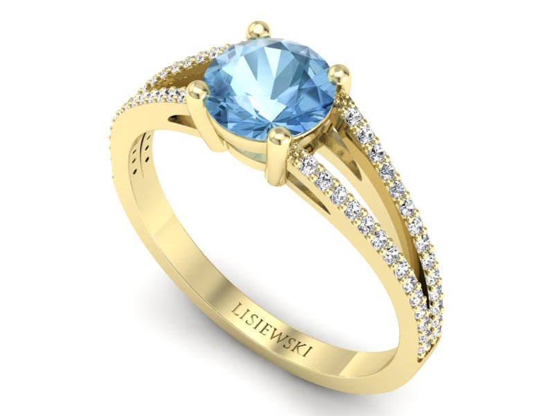 Pierścionek zaręczynowy z topazem i brylantami - p16080za — zdjęcie 3