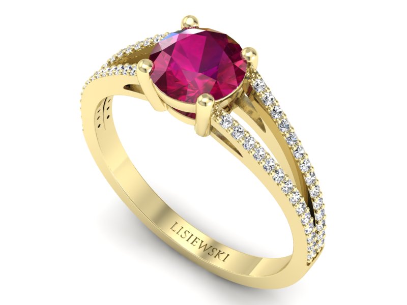 Pierścionek z rubinem i brylantami - p16080zr — zdjęcie 3