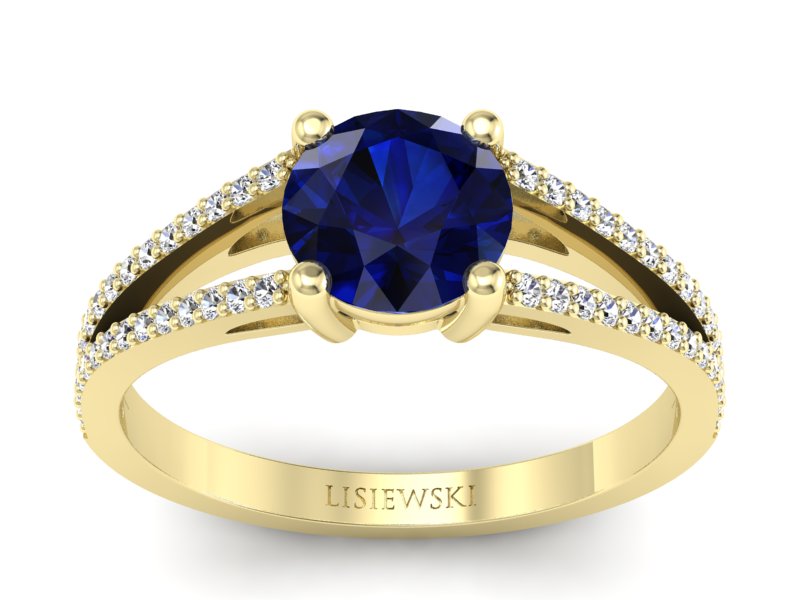Złoty pierścionek z szafirem i brylantami - p16080zsz