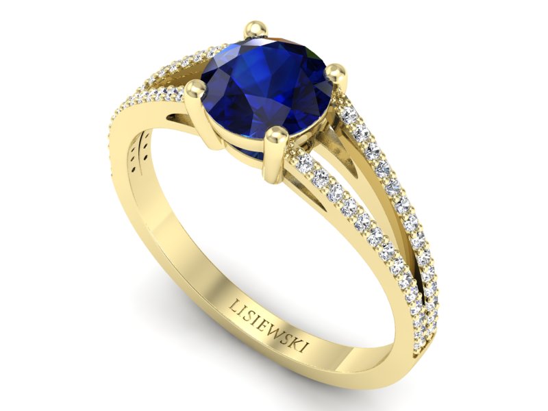 Złoty pierścionek z szafirem i brylantami - p16080zsz — zdjęcie 3