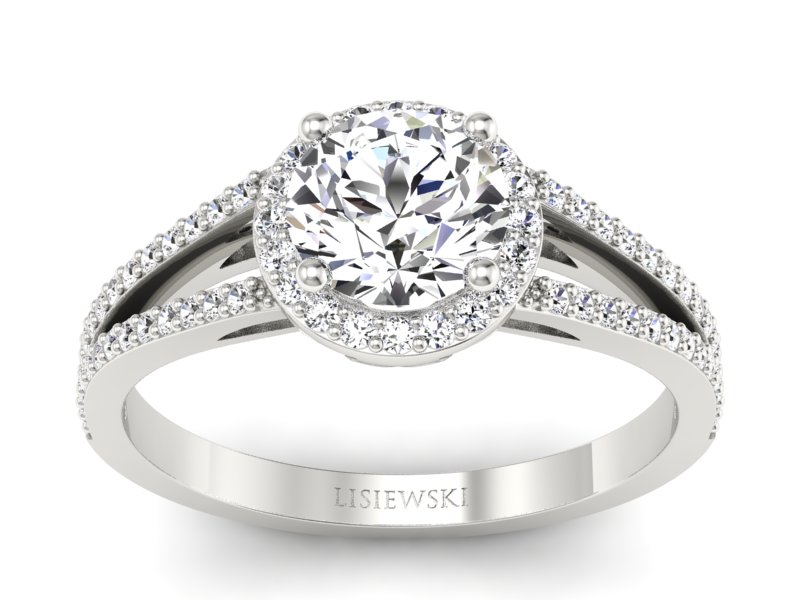 Złoty pierścionek zaręczynowy z brylantami - p16081b